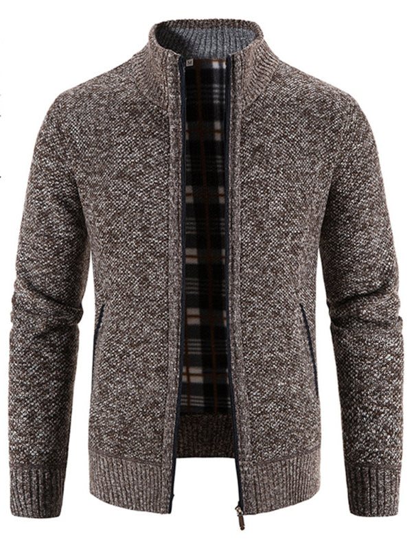 Men's long sleeve knit cardigan jacket, self design, autumn-winter style.