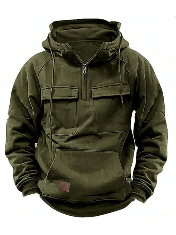 Men's Hooded Multi-Pocket Pullover Jacket in 6 Colors S-3XL - Wazzi's Wear