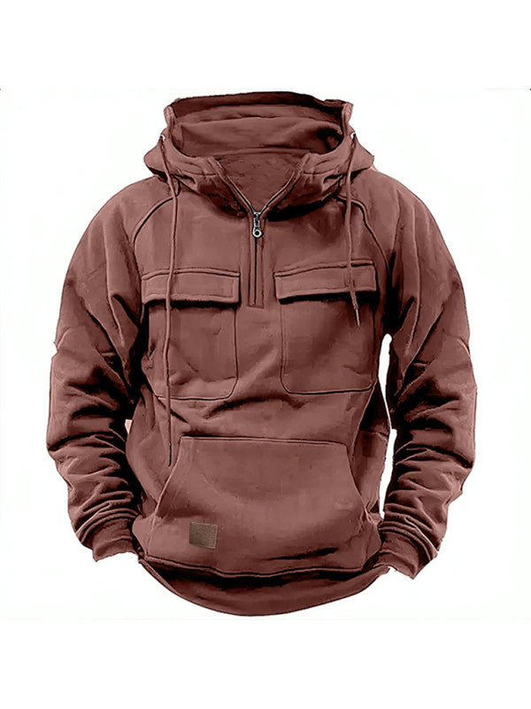 Men's Hooded Multi-Pocket Pullover Jacket in 6 Colors S-3XL - Wazzi's Wear