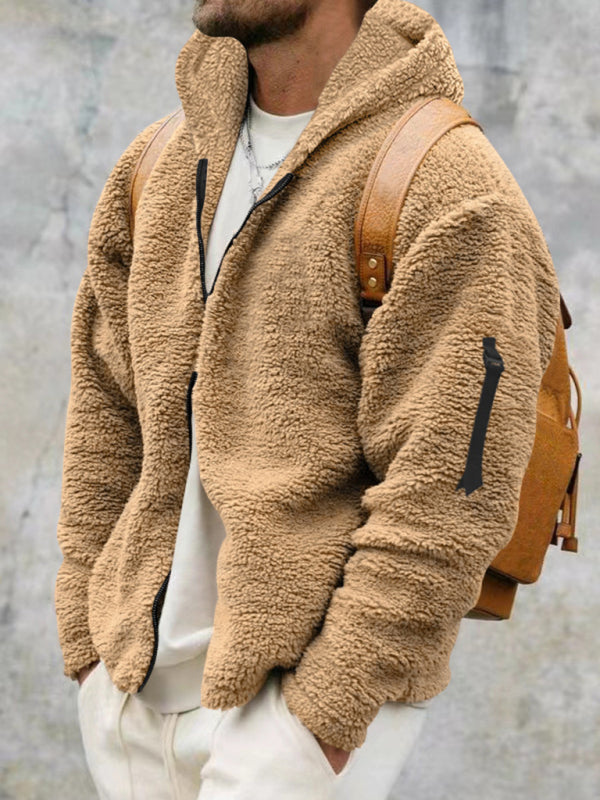Men's Hooded Plush Jacket in 4 Colors S-3XL - Wazzi's Wear