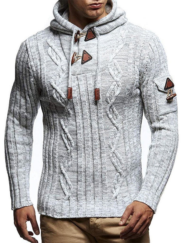 Men's Long Sleeve Hooded Knit Sweater in 4 Colors M-3XL - Wazzi's Wear