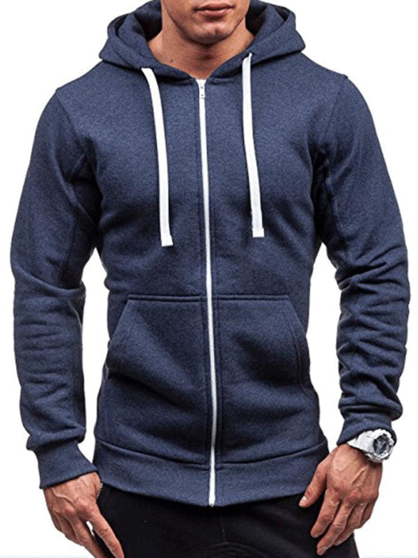 Men's long-sleeved sports hooded top zipper cardigan sweatshirt - Wazzi's Wear