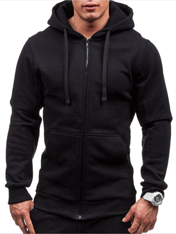 Men's long-sleeved sports hooded top zipper cardigan sweatshirt - Wazzi's Wear