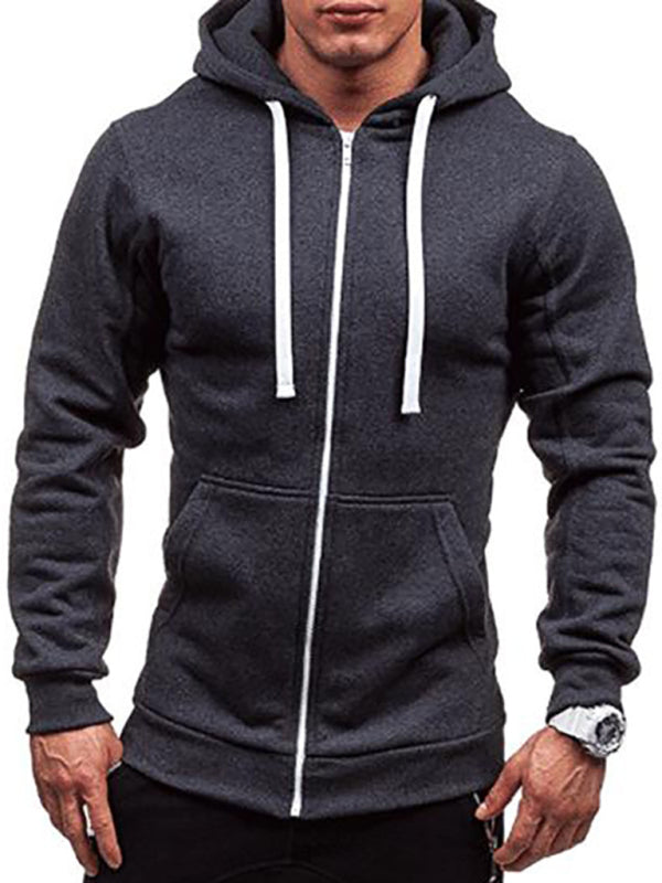 Men's long-sleeved sports hooded top zipper cardigan sweatshirt - Wazzi's Wear