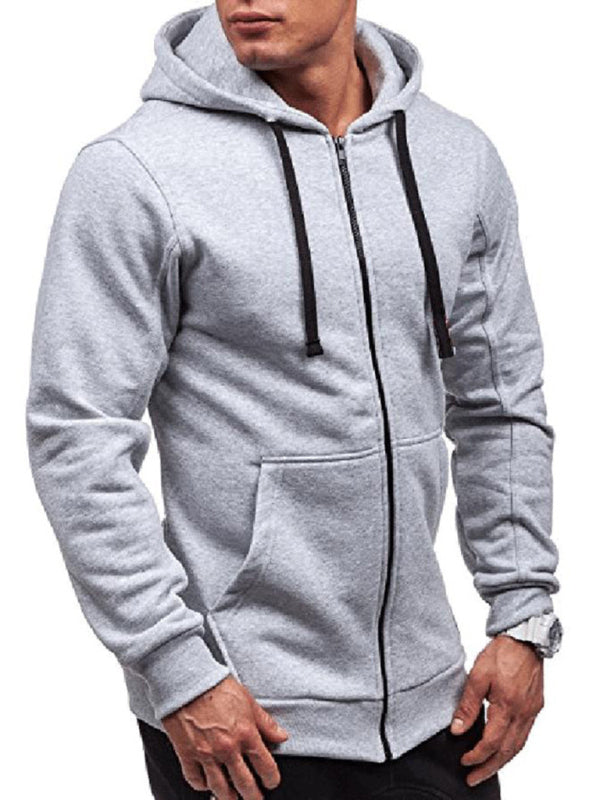 Men's long-sleeved sports hooded top zipper cardigan sweatshirt - Wazzi's Wear