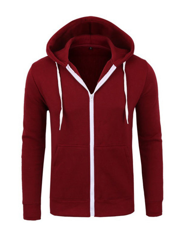 Men's long-sleeved sports hooded top zipper cardigan sweatshirt - Wazzi's Wear