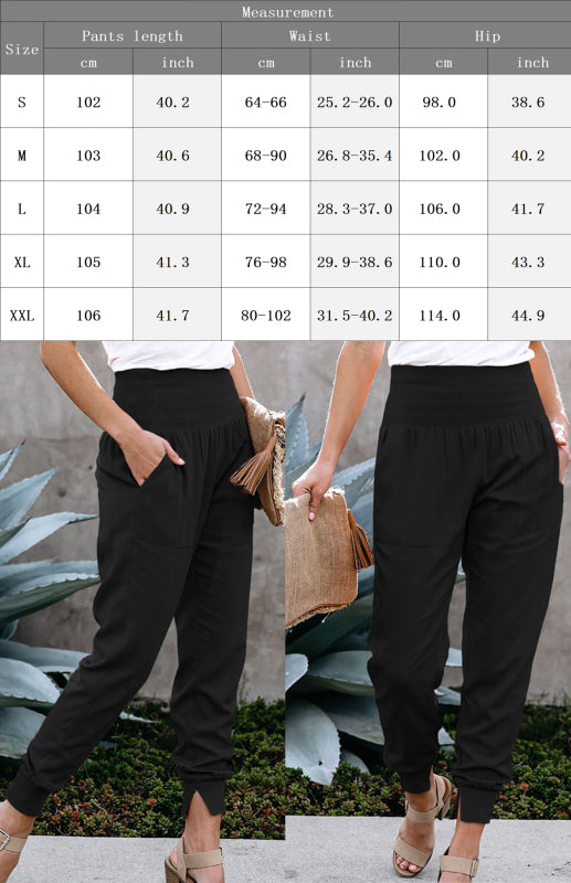 Women’s Solid Color Wide Waist Pants with Pockets in 3 Colors Waist 22-33 - Wazzi's Wear