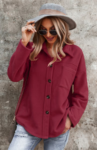 Women's Long Sleeve Buttoned Shirt Jacket in 6 Colors Sizes 4-18