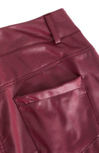 Women's PU Leather Mid-Waist Pants in 3 Colors Waist 27-38 - Wazzi's Wear