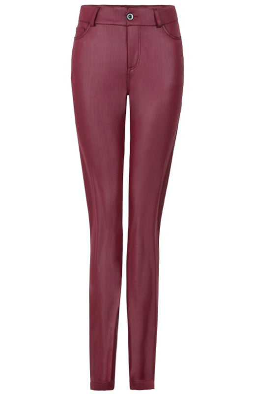 Women's PU Leather Mid-Waist Pants in 3 Colors Waist 27-38 - Wazzi's Wear