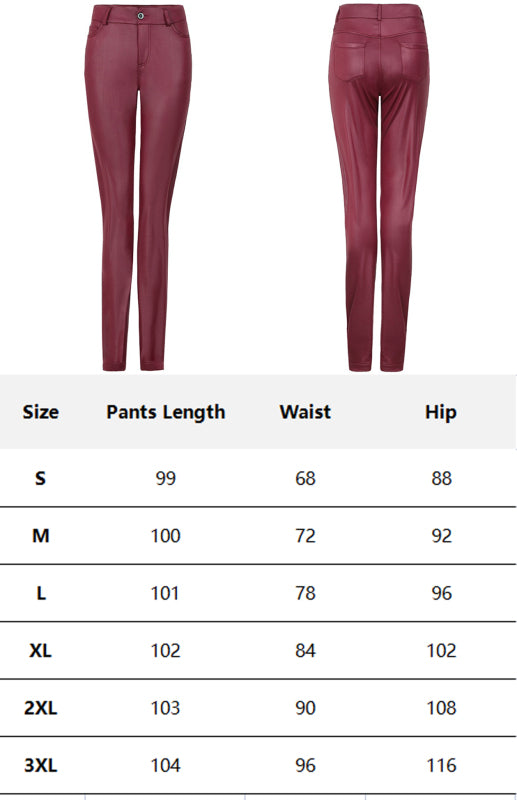 Women's PU Leather Mid-Waist Pants in 3 Colors Waist 27-38 - Wazzi's Wear