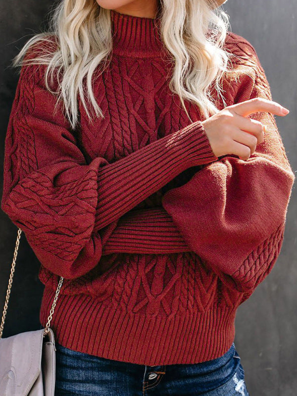 Women’s Long Sleeve Mock Neck Sweater in 13 Colors S-3XL - Wazzi's Wear