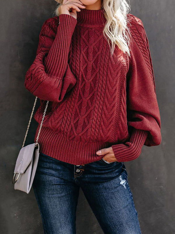 Women’s Long Sleeve Mock Neck Sweater in 13 Colors S-3XL - Wazzi's Wear
