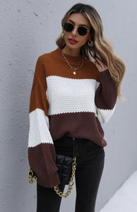 Women’s Long Sleeve Colorblock Sweater S-XL