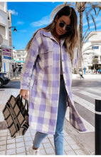 Load image into Gallery viewer, Women&#39;s Long Buttoned Plaid Shirt Coat in 4 Colors S-3XL