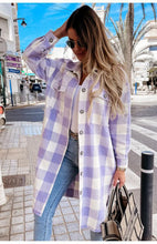 Load image into Gallery viewer, Women&#39;s Long Buttoned Plaid Shirt Coat in 4 Colors S-3XL