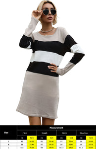 Women’s Long Sleeve Colorblock Sweater Dress S-L