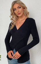 Load image into Gallery viewer, Women&#39;s V-Neck Crossover Long Sleeve Sweater in 5 Colors S-XL - Wazzi&#39;s Wear