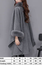 Load image into Gallery viewer, Women’s Cape Coat with Three Quarter Sleeves and Faux Fur in 2 Colors S-XXXL