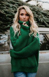 Women’s Thick Oversize Turtle Neck Pullover Sweater in 6 Colors S-XL