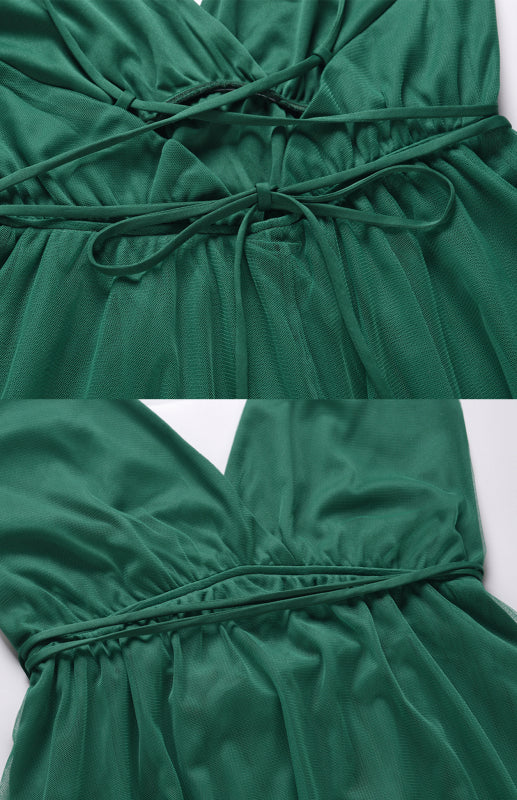 Women’s Deep V-Neck Sleeveless Backless Evening Dress in 4 Colors S-2XL - Wazzi's Wear