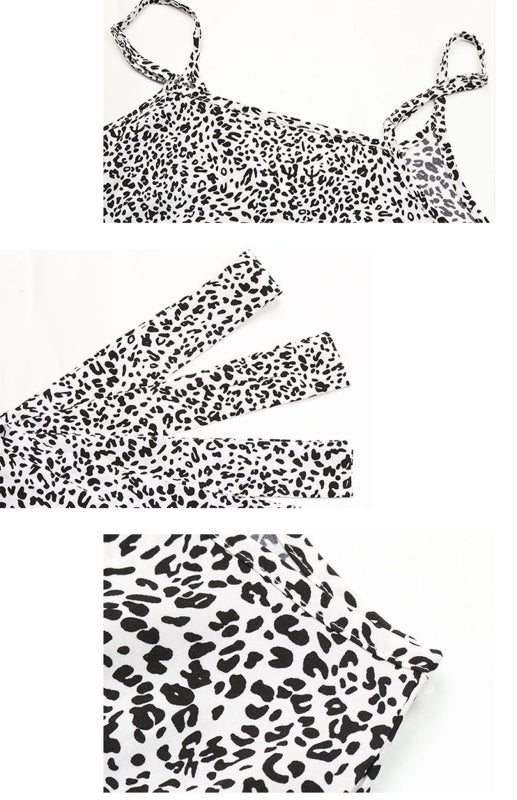 Women’s Leopard Print V-Neck Sleeveless Dress with Waist Tie S-XL