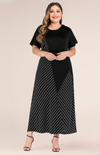 Load image into Gallery viewer, Women&#39;s Plus Size Striped Colorblock Short Sleeve Dress XL-4XL