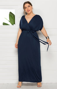 Women's Deep V Solid Maxi Dress in 7 Colors Sizes M-4X