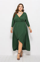Load image into Gallery viewer, Women&#39;s Plus Size V-Neck Dress with Irregular Hem in 8 Colors XL-4XL