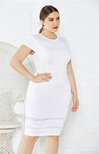 Load image into Gallery viewer, Women&#39;s Plus Size Solid Round Neck Short Sleeve Dress in 3 Colors XL-5XL