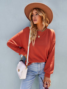 Women’s Solid Loose Fit Crewneck Sweatshirt in 4 Colors S-XL