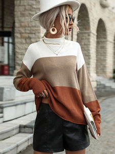 Women's Long Sleeve Colorblock Sweater S-XL