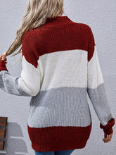 Load image into Gallery viewer, Women&#39;s Long Sleeve Colorblock Mid Length Sweater S-XL