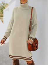 Load image into Gallery viewer, Women&#39;s Long Sleeve High Neck Knitted Dress in 3 Colors S-XL