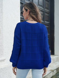 Women's Round Neck Long Sleeve Sweater in 3 Colors S-L - Wazzi's Wear