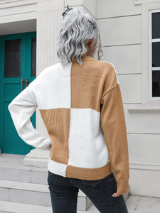 Women's Checkered Long Sleeve Sweater in 3 Colors S-L - Wazzi's Wear