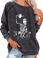 Load image into Gallery viewer, Women&#39;s Round Neck Skeleton Long Sleeve Top in 3 Patterns S-XXL
