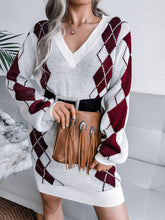 Load image into Gallery viewer, Women’s V-Neck Long Sleeve Knitted Sweater Dress in 3 Colors S-L