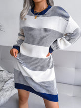 Load image into Gallery viewer, Women&#39;s Long Sleeve Striped Knit Dress in 3 Colors S-L - Wazzi&#39;s Wear