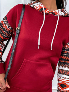Women's Aztec Hooded Pullover Sweatshirt with Kangaroo Pocket S-XL - Wazzi's Wear