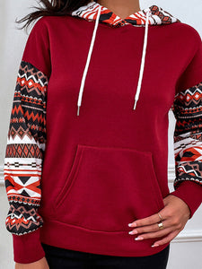 Women's Aztec Hooded Pullover Sweatshirt with Kangaroo Pocket S-XL - Wazzi's Wear