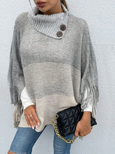 Load image into Gallery viewer, Women&#39;s Striped Pullover Knit Cape Sweater with Fringe S-L