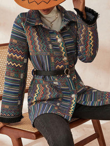 Women's Ethnic Long Sleeve Buttoned Wool Coat in 2 Colors S-XL - Wazzi's Wear