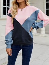 Load image into Gallery viewer, Women&#39;s Crewneck Geometric Colorblock Sweater in 2 Colors S-XL - Wazzi&#39;s Wear