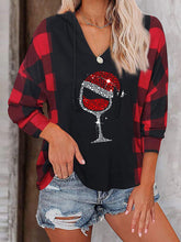 Load image into Gallery viewer, Women’s Plaid V-Neck Wine Glass Long Sleeve Top in 2 Colors S-XXL - Wazzi&#39;s Wear