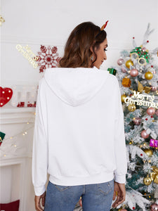 Women's Christmas Long Sleeve Hooded Top with Drawstring and Kangaroo Pocket in 4 Colors S-XXL - Wazzi's Wear