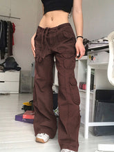 Load image into Gallery viewer, Women’s Multi-Pocket Low Waist Cargo Pants in 3 Colors Waist 27-31 - Wazzi&#39;s Wear