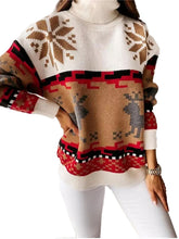 Load image into Gallery viewer, Women&#39;s Christmas Snowflake Long Sleeve Turtleneck Sweater S-L - Wazzi&#39;s Wear