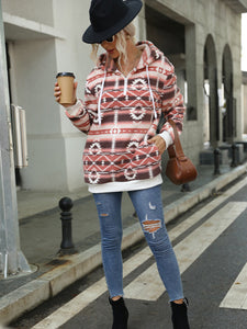 Women's Aztec Fleece Zip-Up Hooded Sweater with Pockets S-XL - Wazzi's Wear