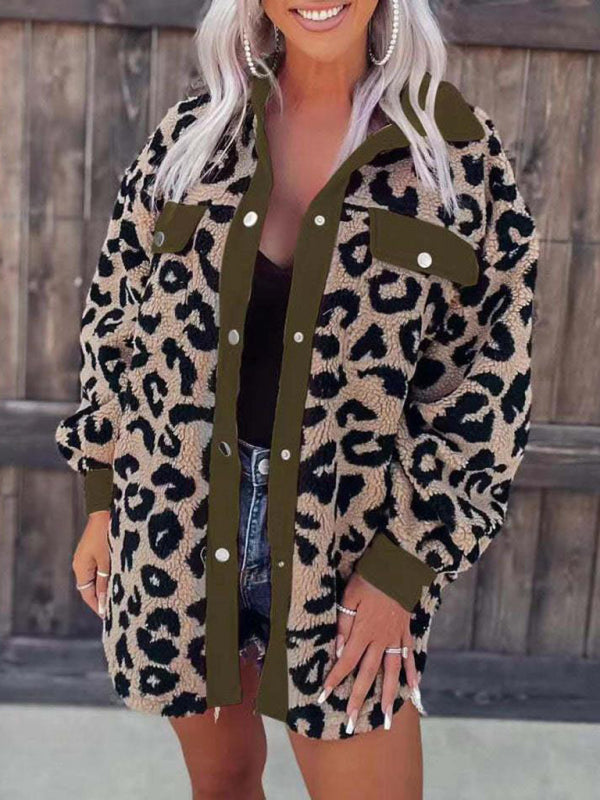 Women's Plush Leopard Print Jacket in 6 Colors S-XXL - Wazzi's Wear